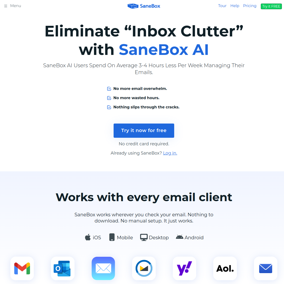 Screenshot of SaneBox
