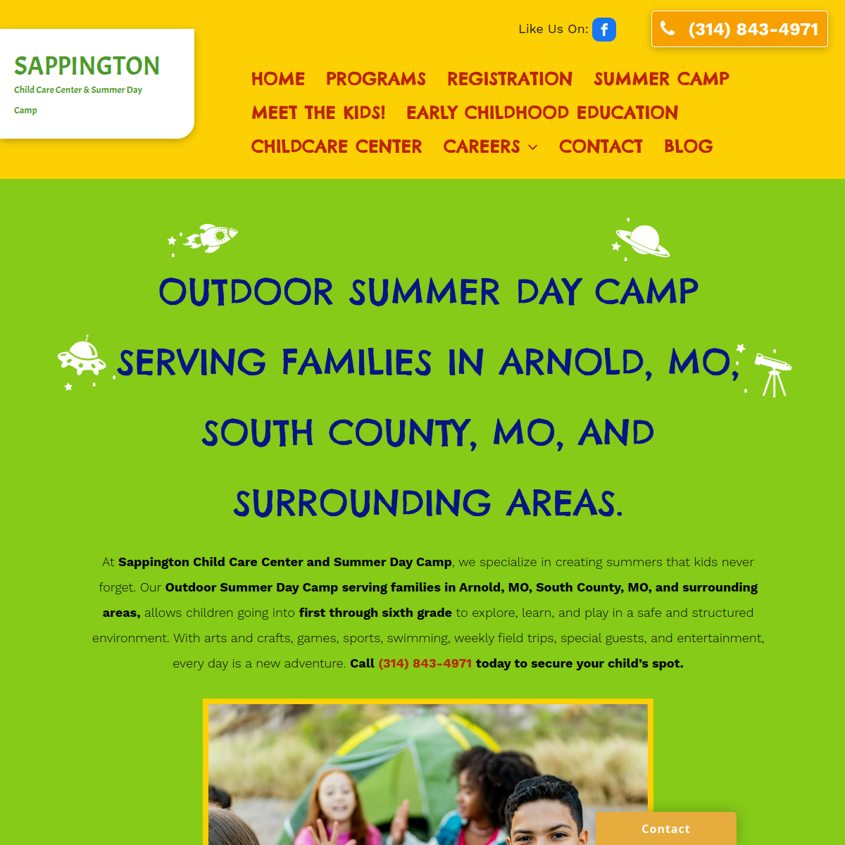 Screenshot of Sappington Child Care Center and Summer Day Camp