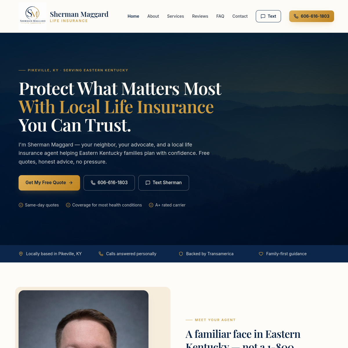 Sherman Maggard Insurance Agent website preview