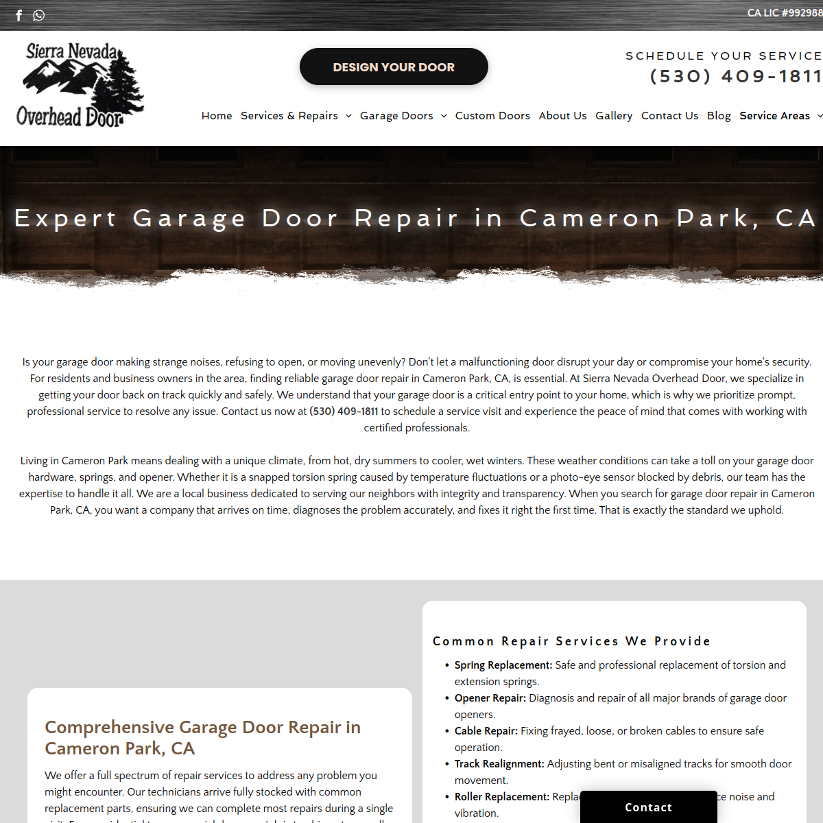Screenshot of Sierra Nevada Overhead Door