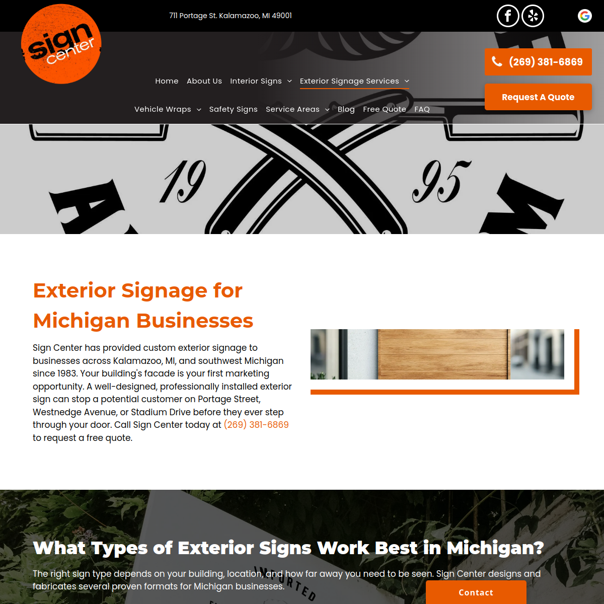 Screenshot of Sign Center