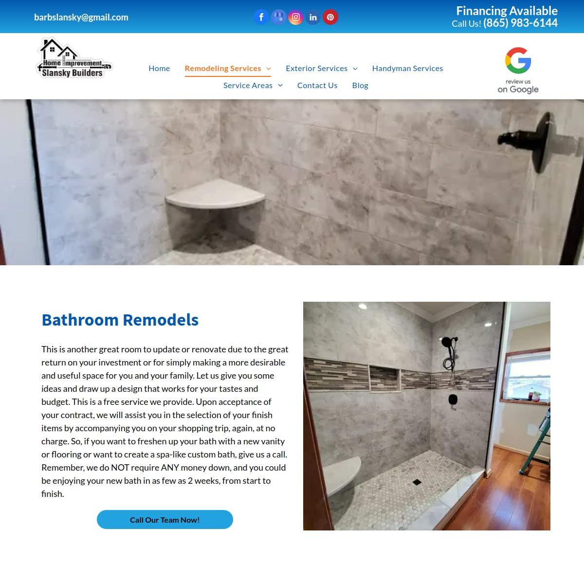 Screenshot of Slansky Builders Home Improvement
