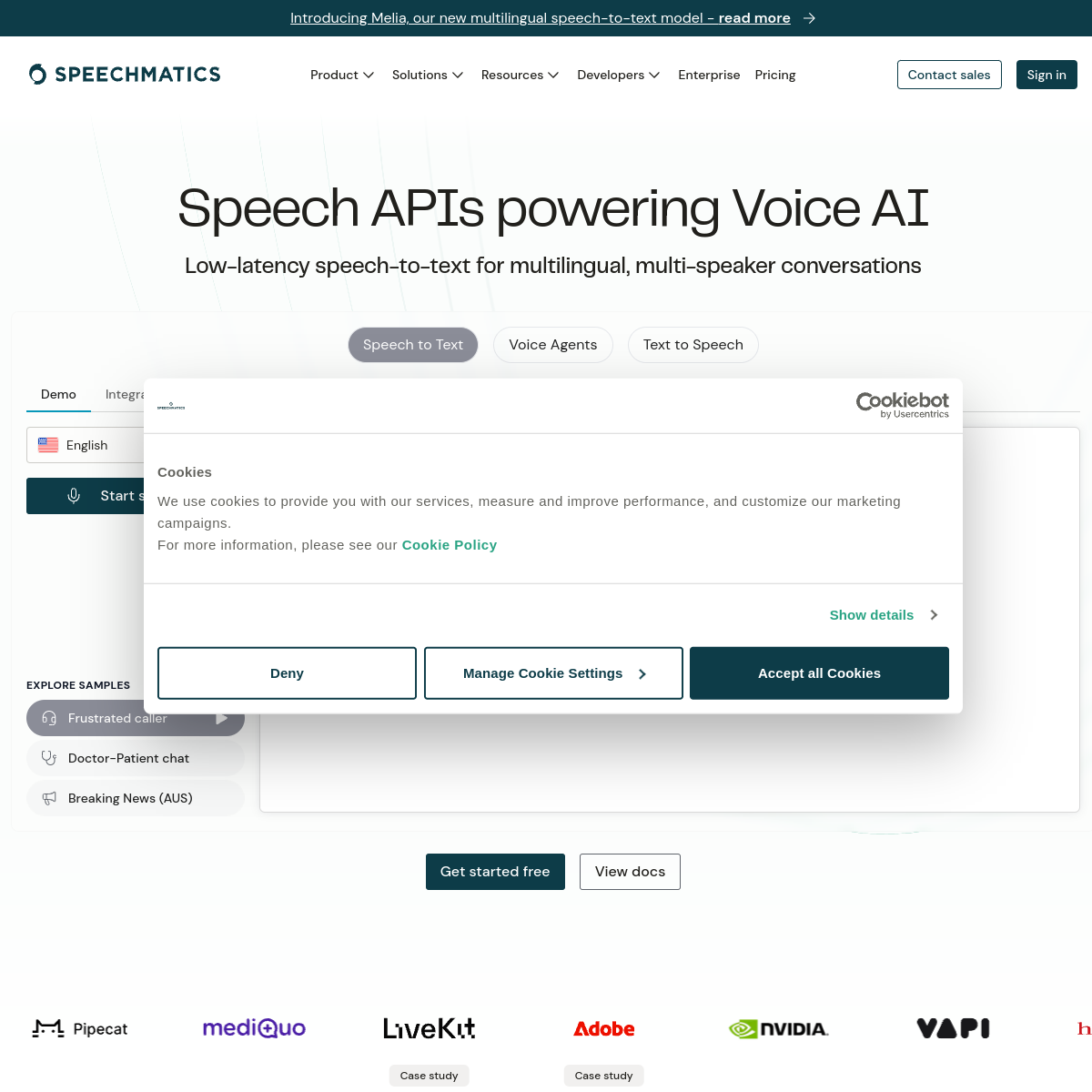 Screenshot of Speechmatics