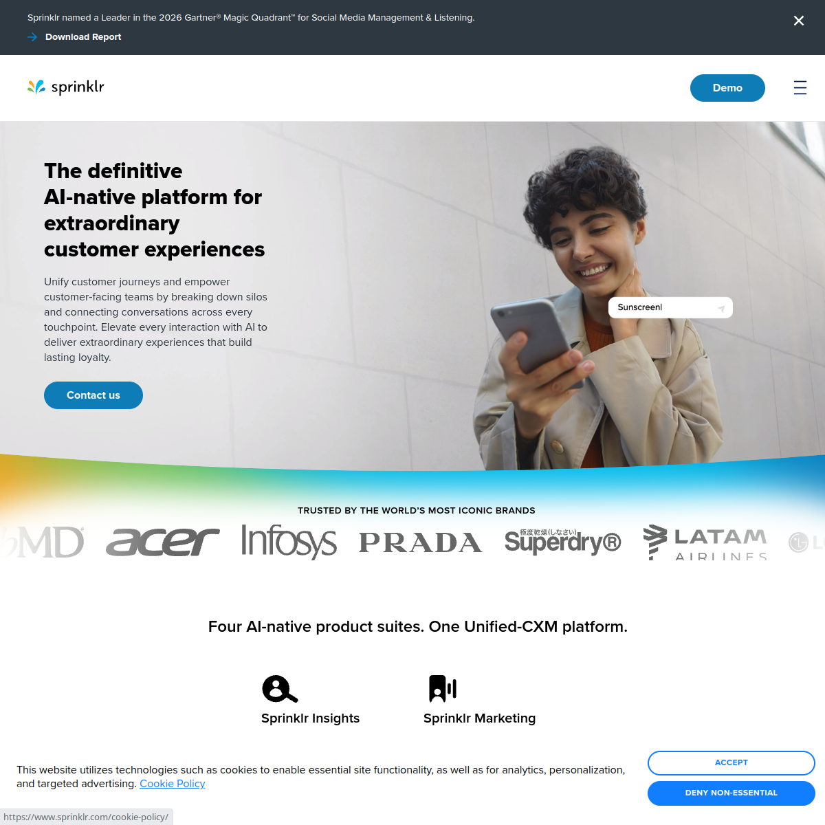 Screenshot of Sprinklr AI+