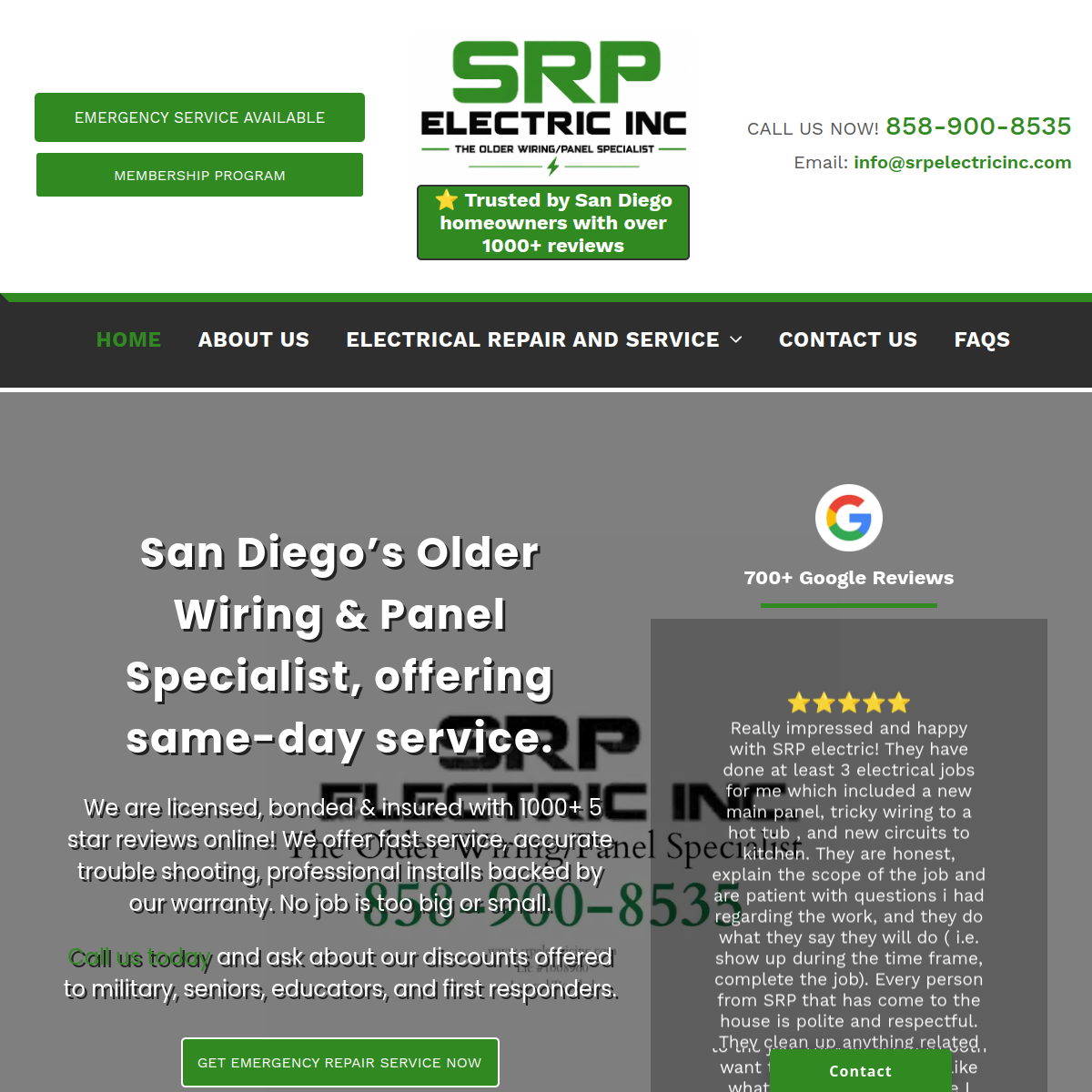 Screenshot of SRP Electric Inc.