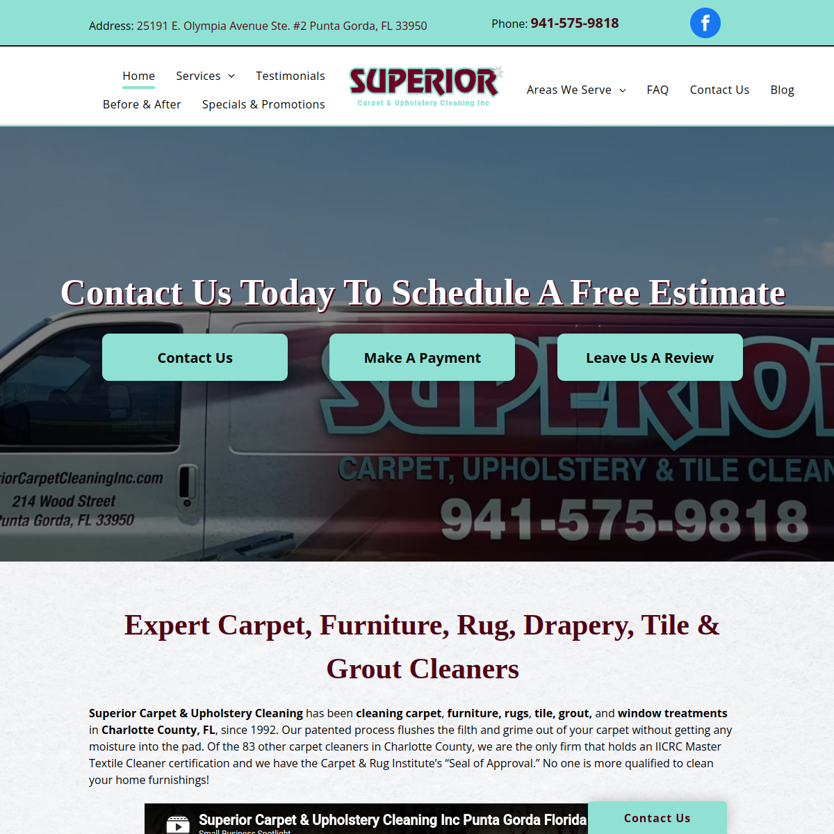 Screenshot of Superior Carpet & Upholstery Cleaning Inc