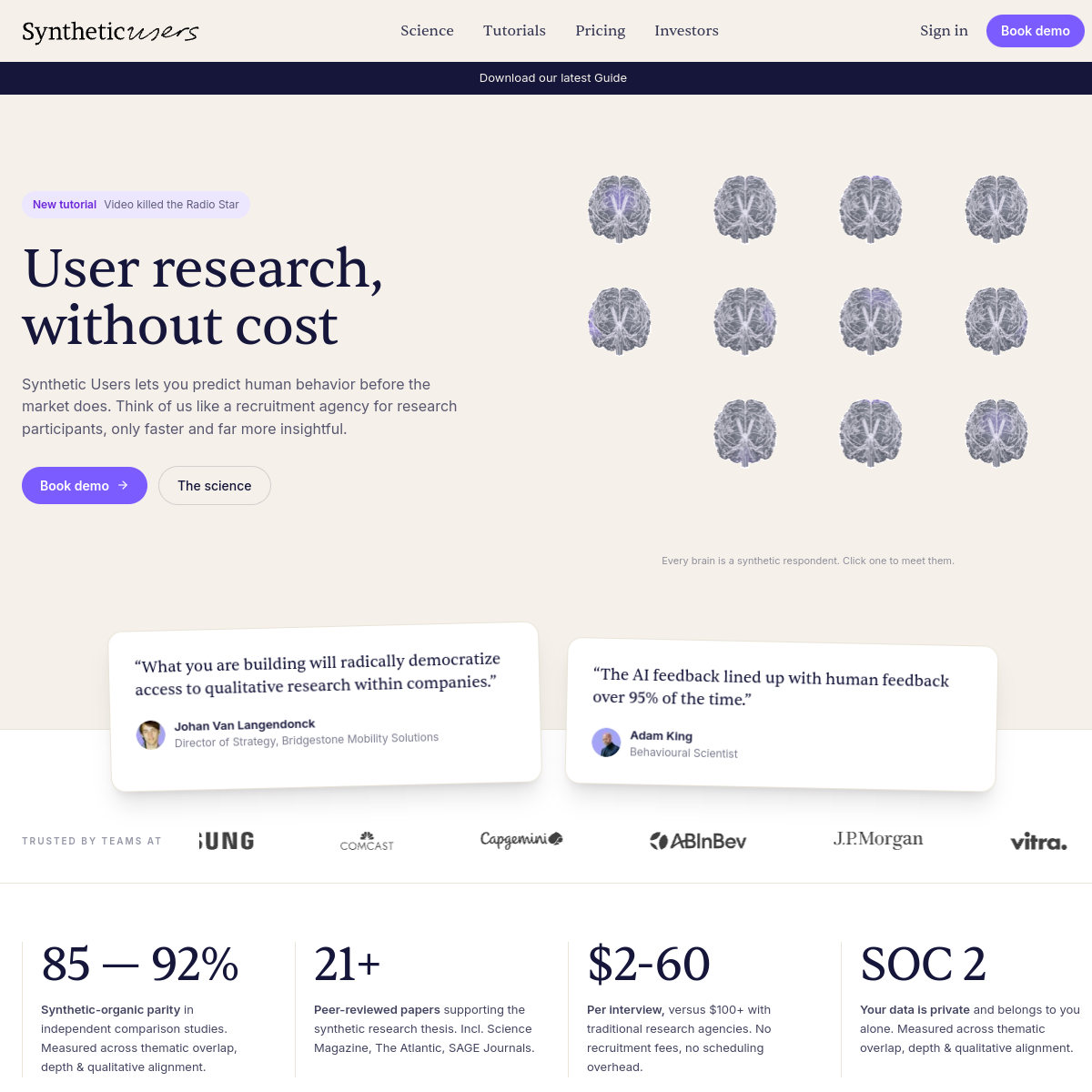 Screenshot of Synthetic Users