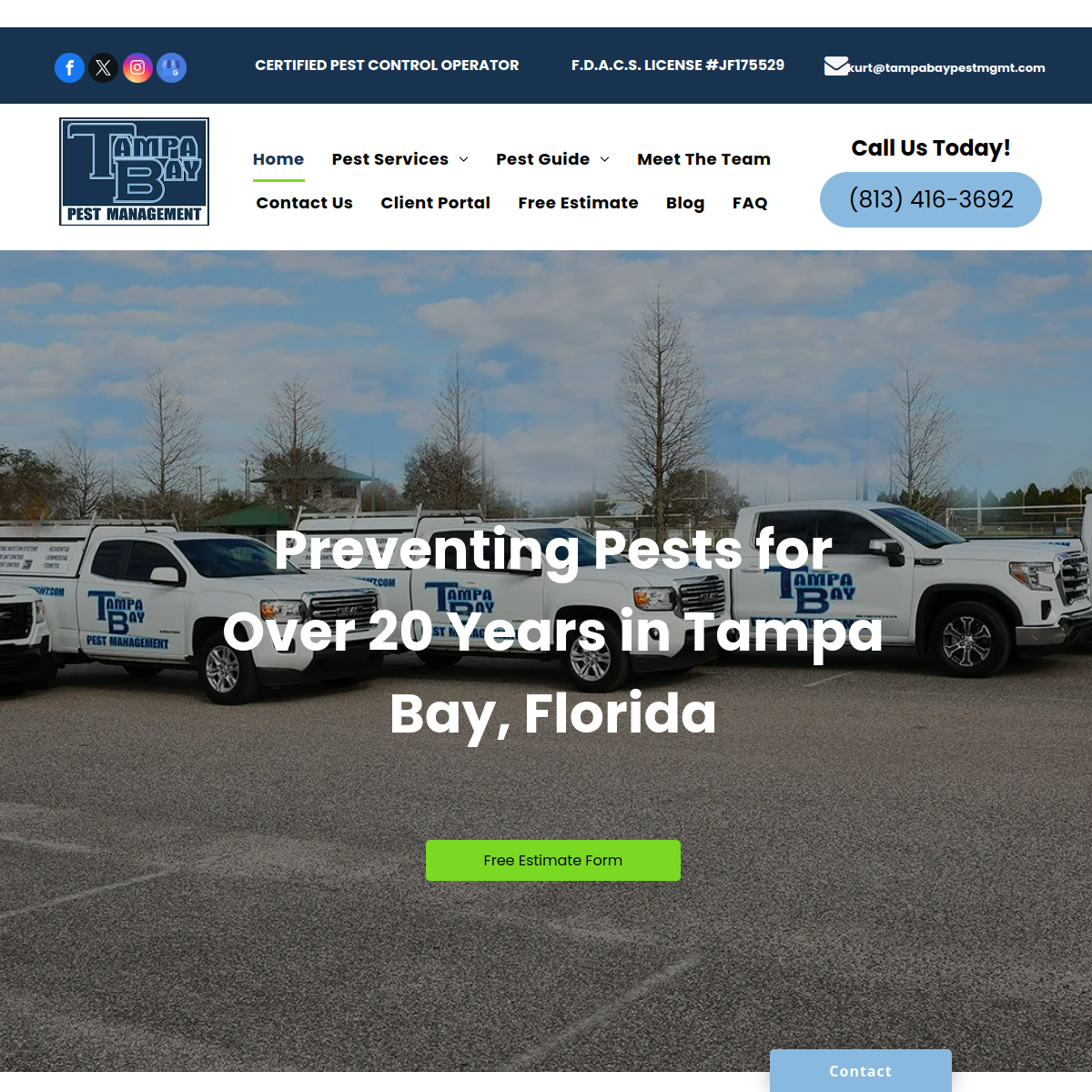 Screenshot of Tampa Bay Pest Management