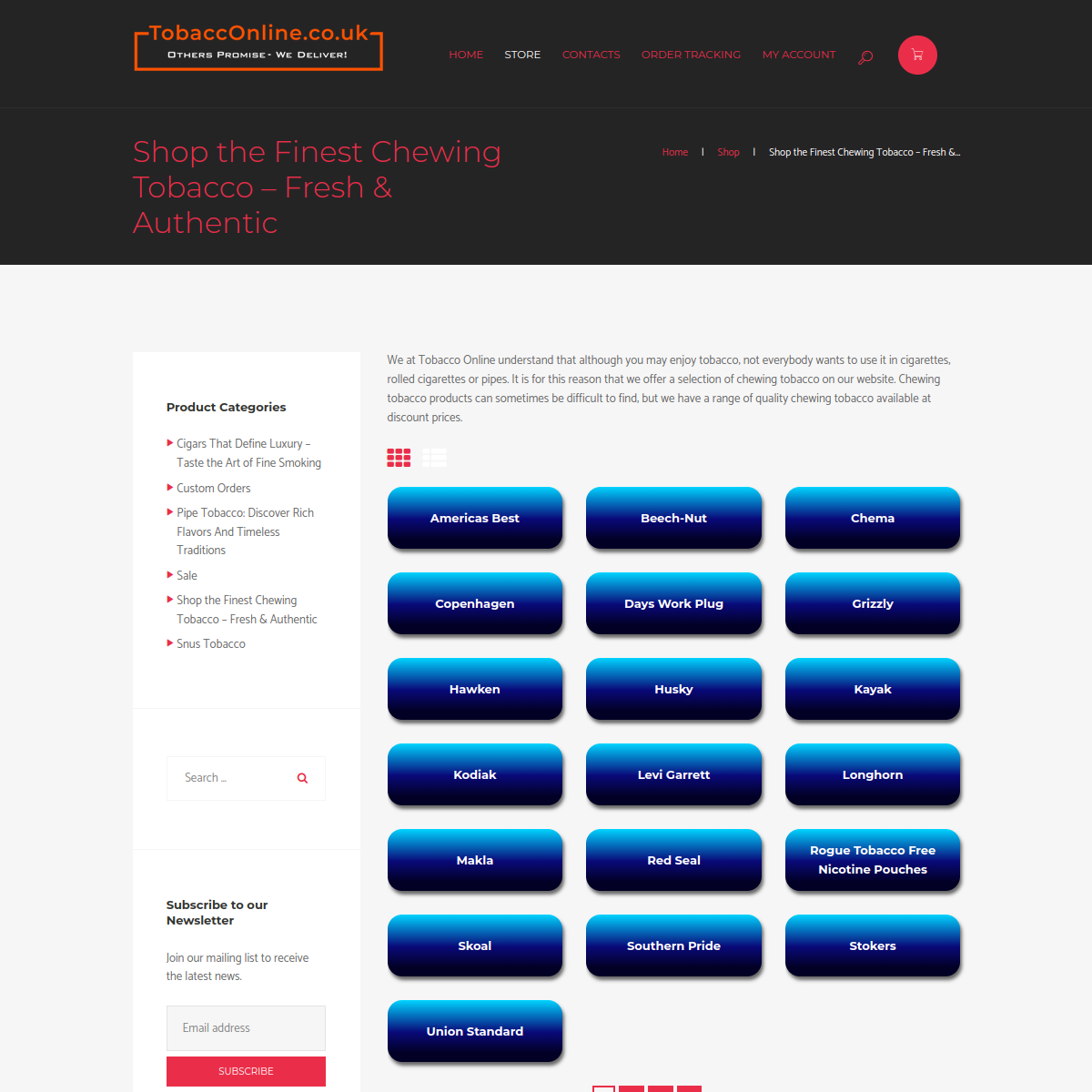 Screenshot of Tobacco Online