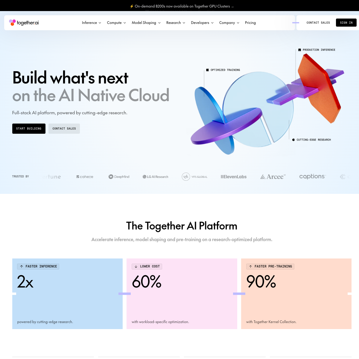Screenshot of Together AI
