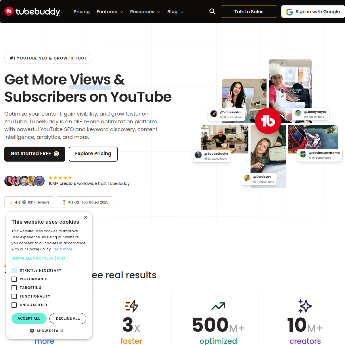 Screenshot of TubeBuddy