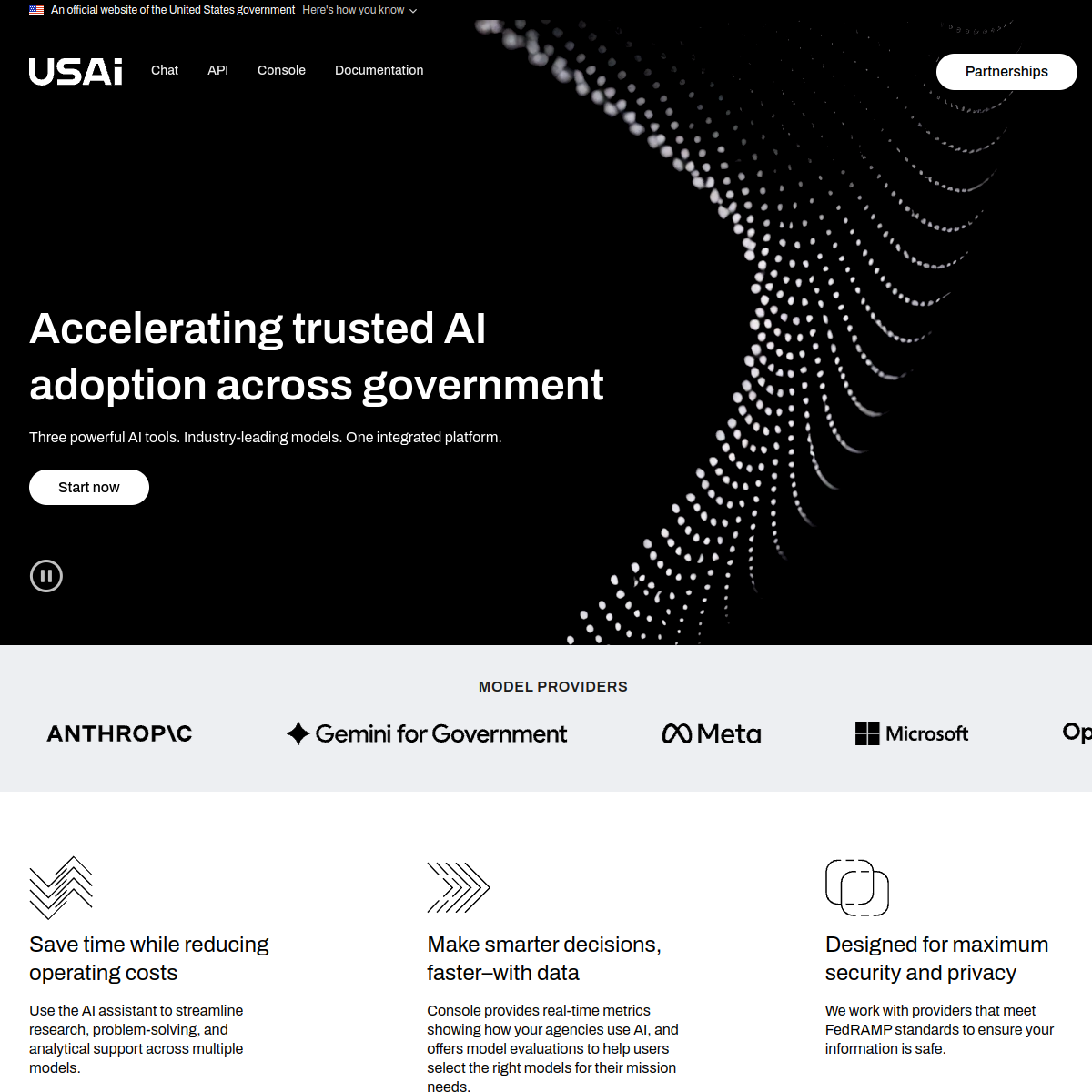 Screenshot of USAi