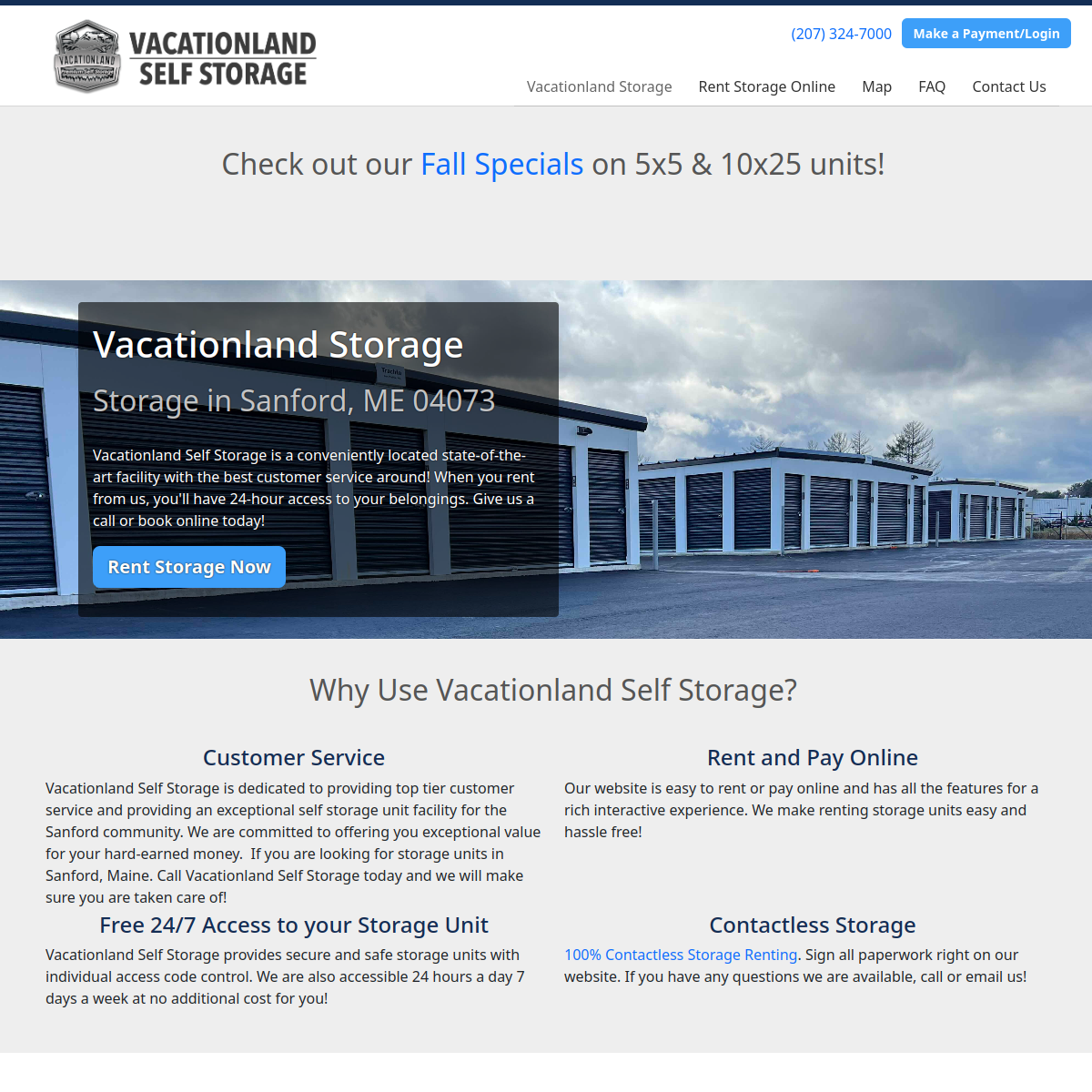 Screenshot of Vacationland Self Storage