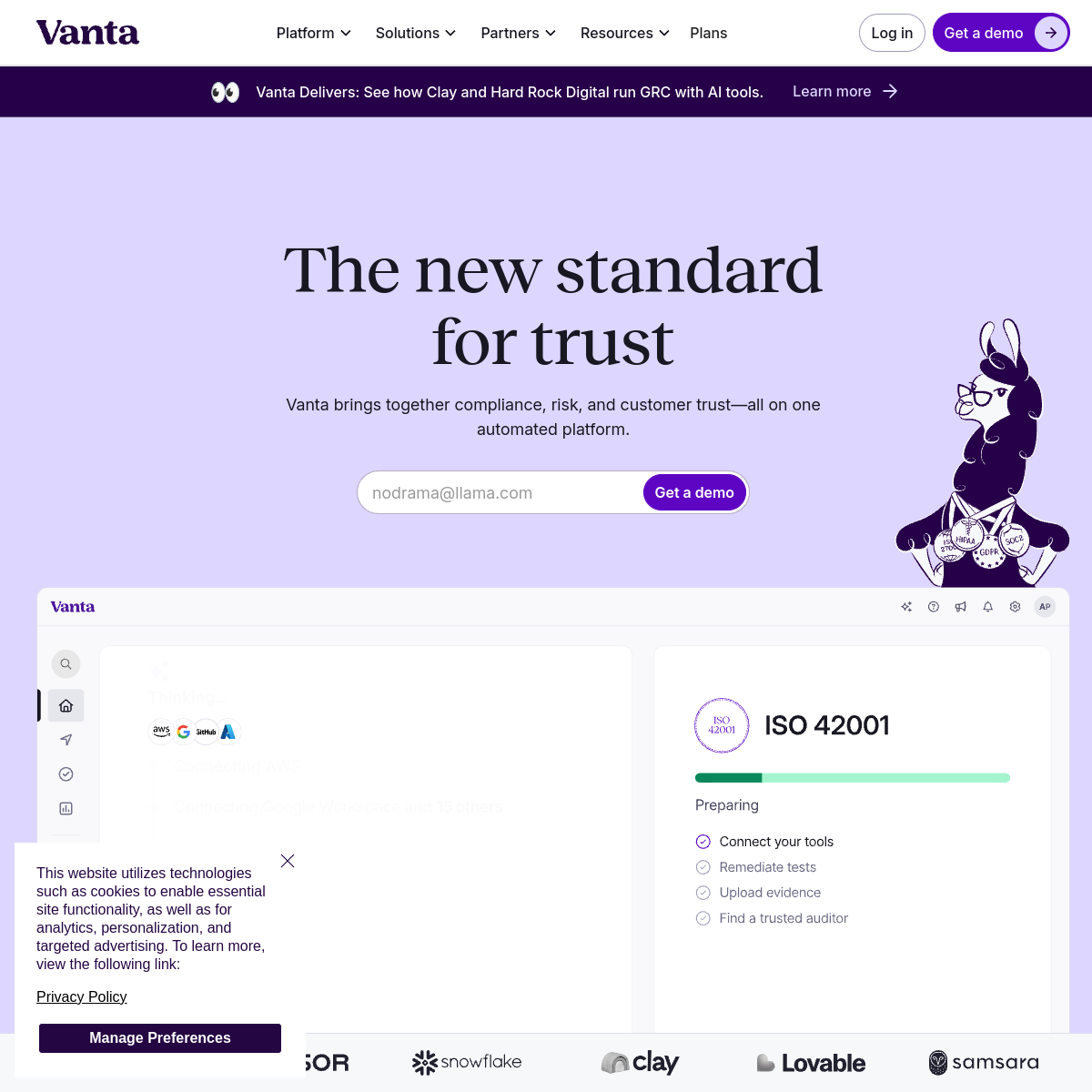 Screenshot of Vanta