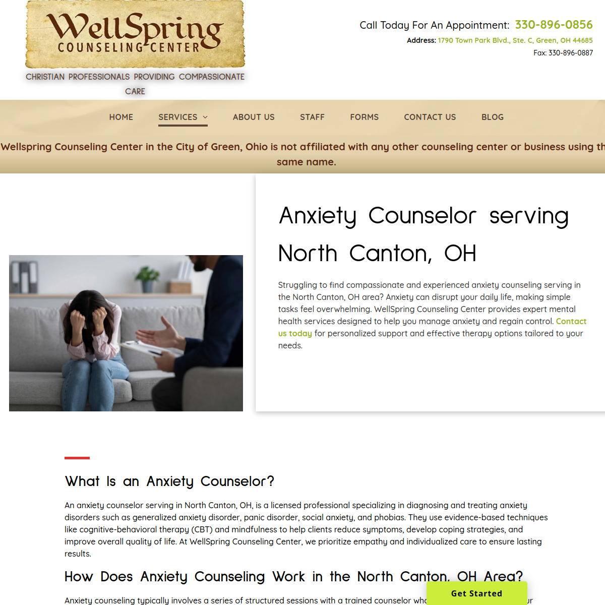 Screenshot of Wellspring Counseling Center