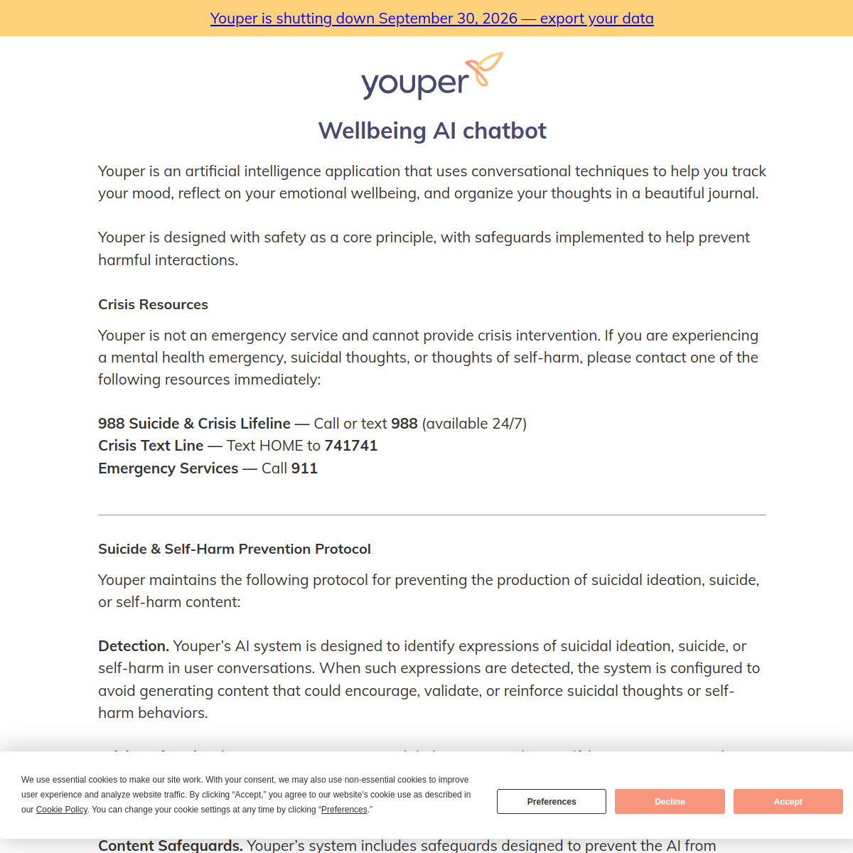 Screenshot of Youper