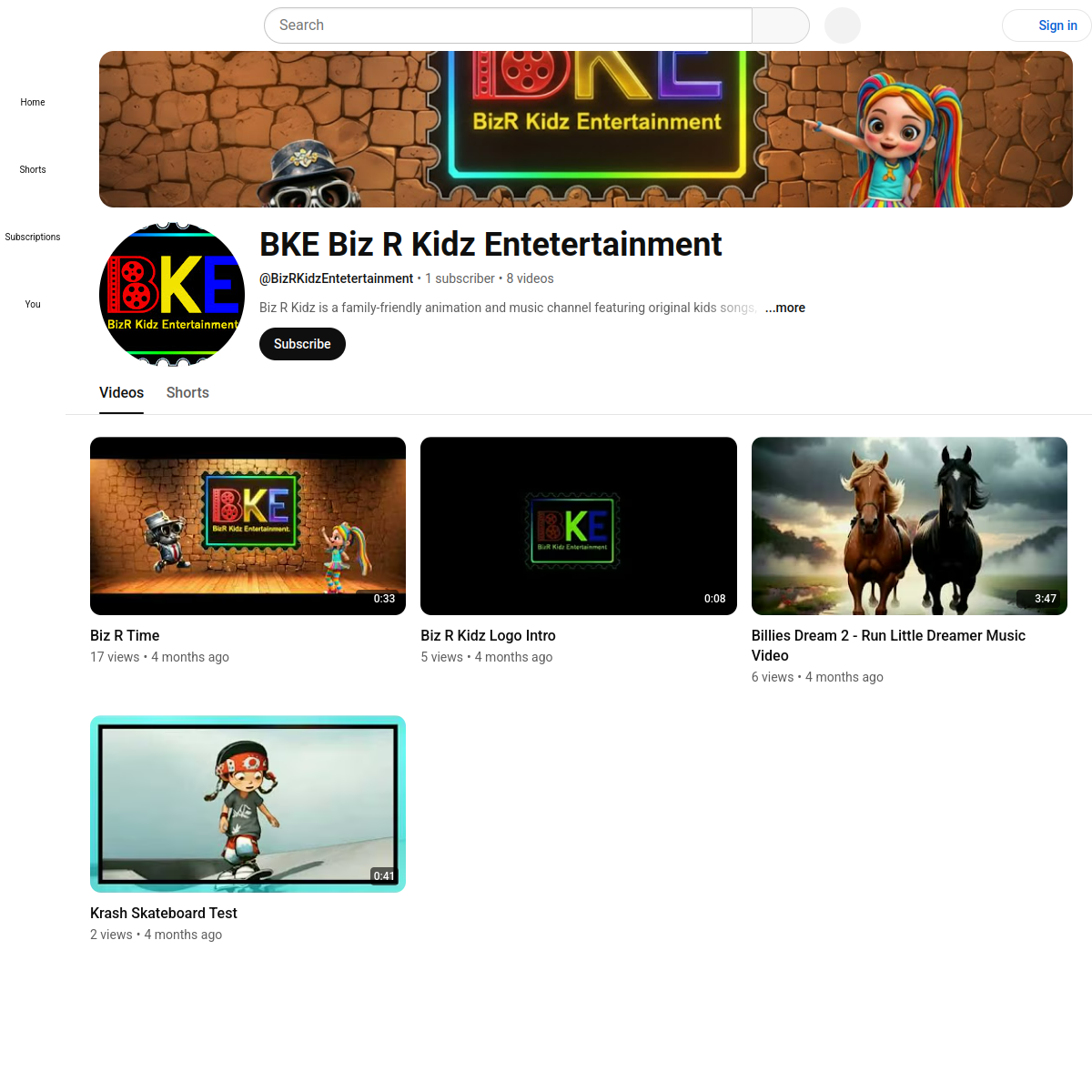 Preview of BizRKidz Entertainment YouTube channel