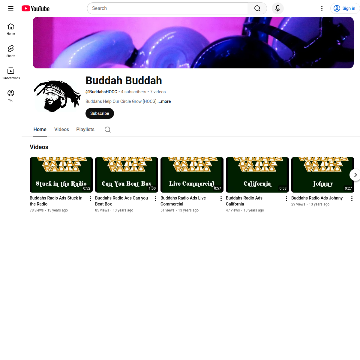 Preview of Buddahs HOCG YouTube channel