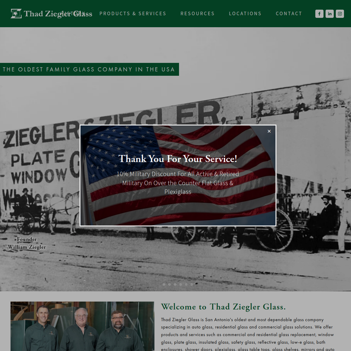 Screenshot of Thad Ziegler Glass Ltd