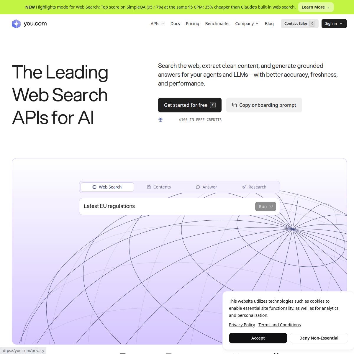 Screenshot of You.com