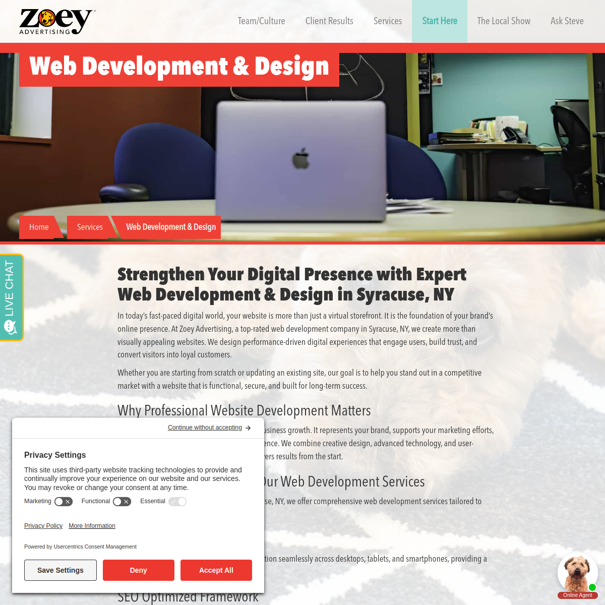 Screenshot of Zoey Advertising