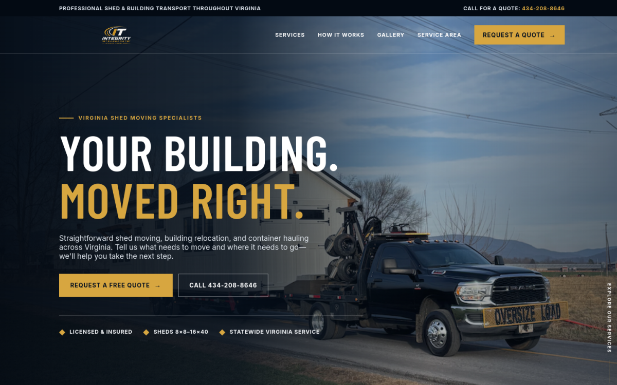 Custom transportation company website example