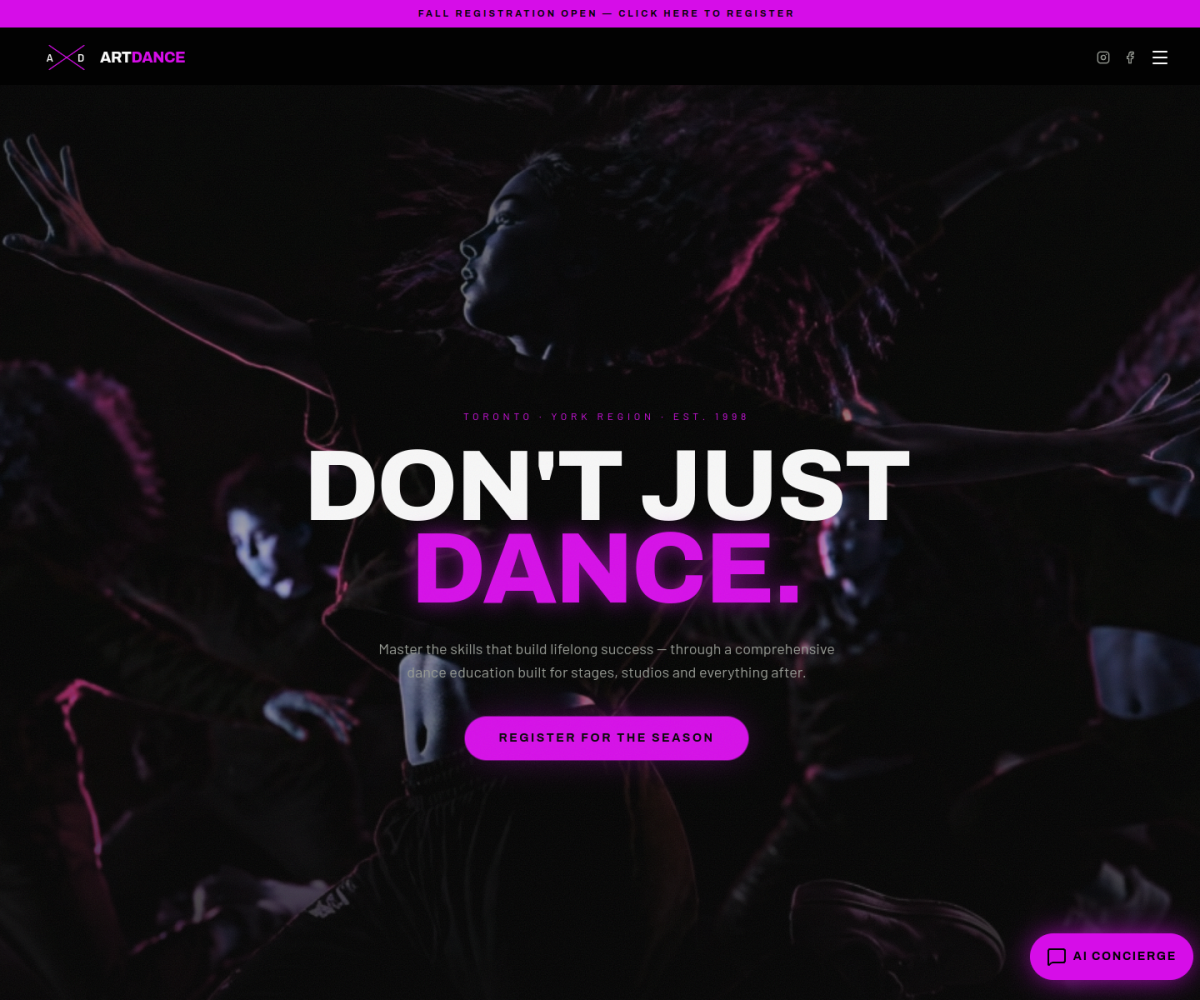 Elite Danceworx — website preview