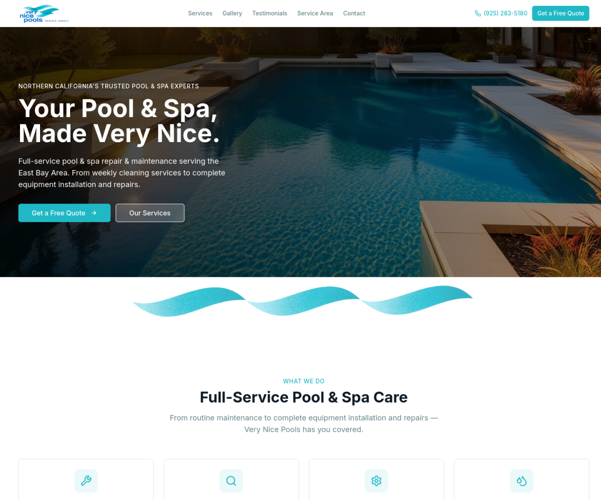 Very Nice Pools — website preview