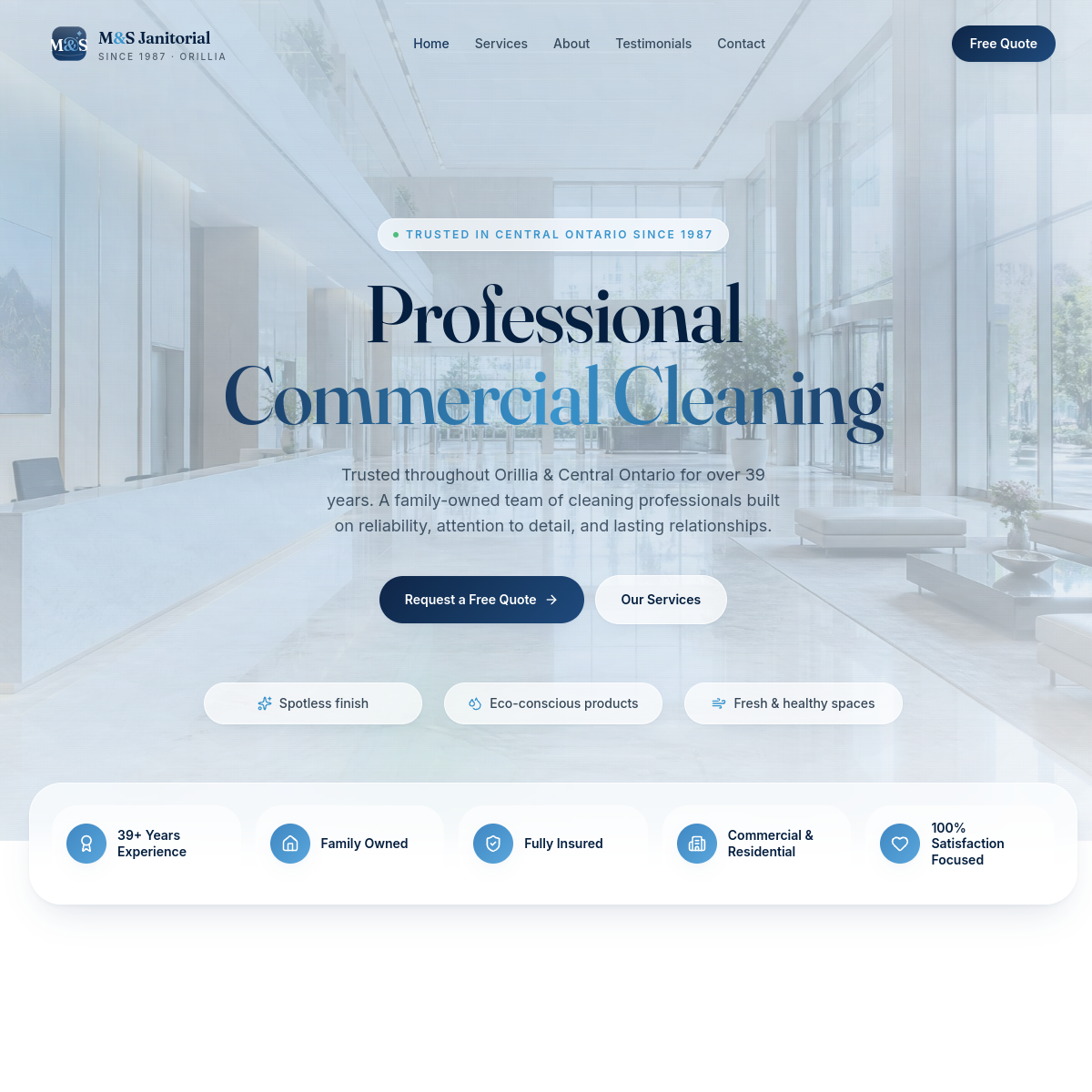 M&S Janitorial website screenshot