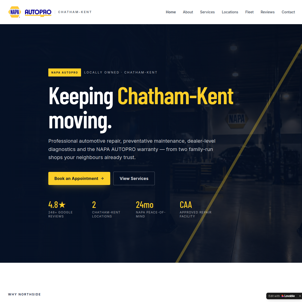 NAPA Chatham Kent website screenshot