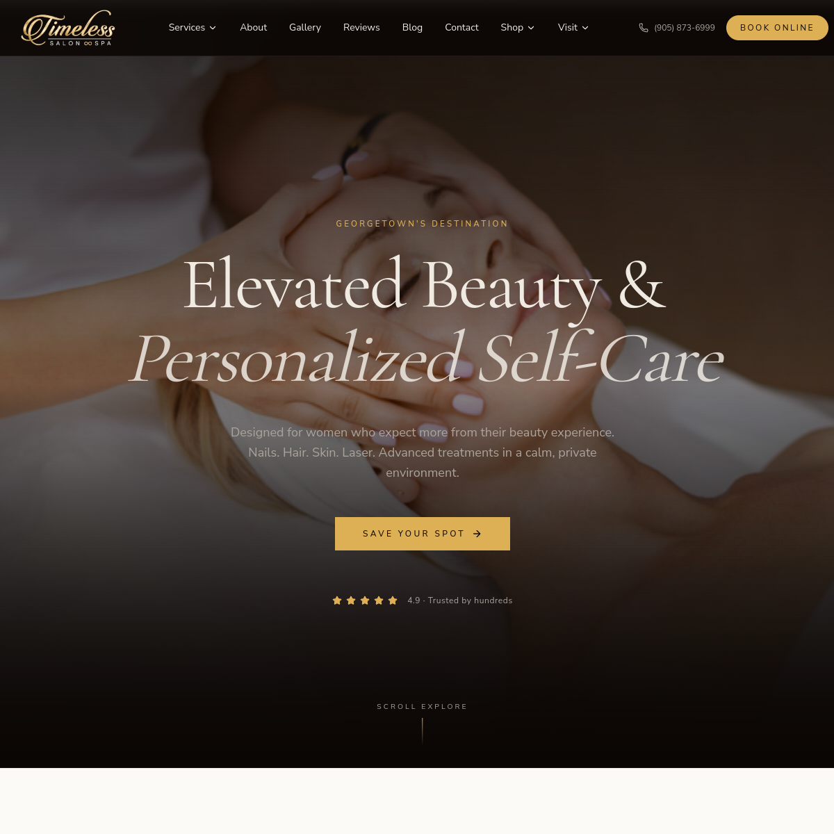 Timless Salon website screenshot