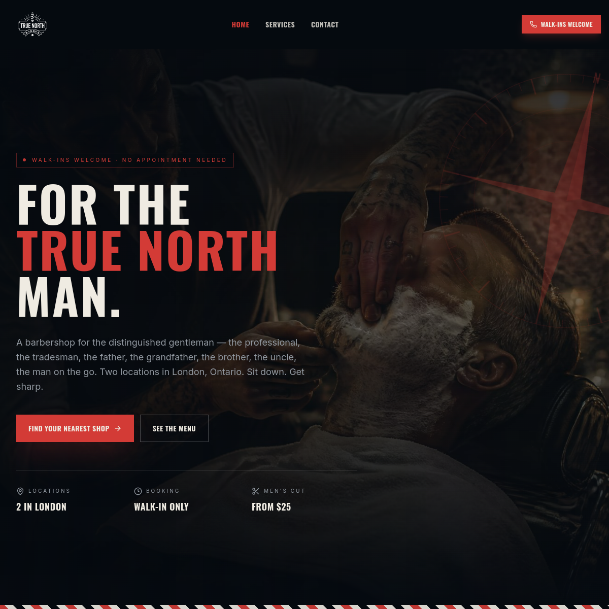 True North Barber website screenshot