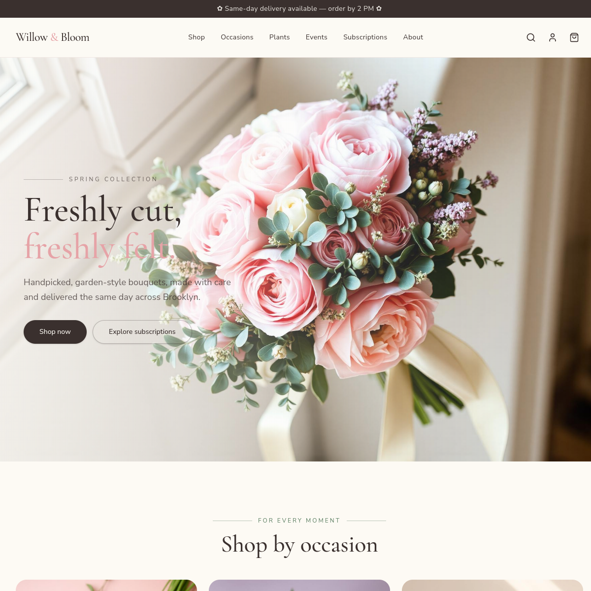 Willow & Bloom website screenshot
