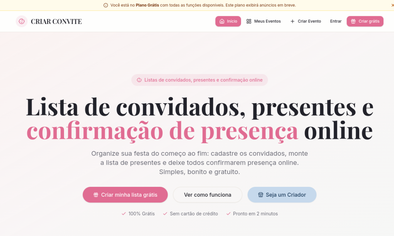 Criar Convite