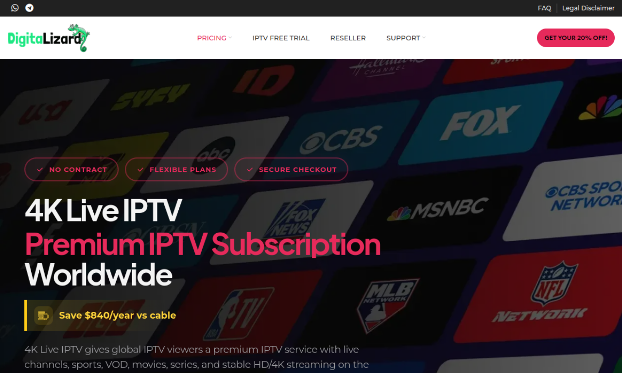 4K Live IPTV official website preview