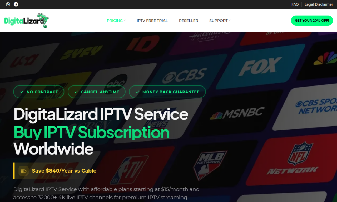 DigitaLizard IPTV homepage preview
