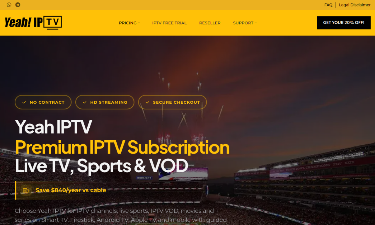 Yeah IPTV official website preview