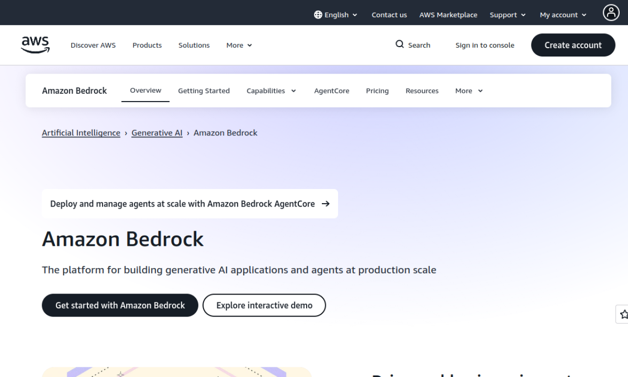 Amazon Bedrock screenshot