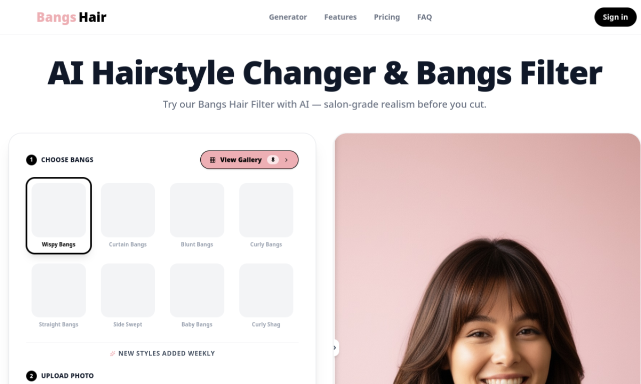 Bangshair.app screenshot