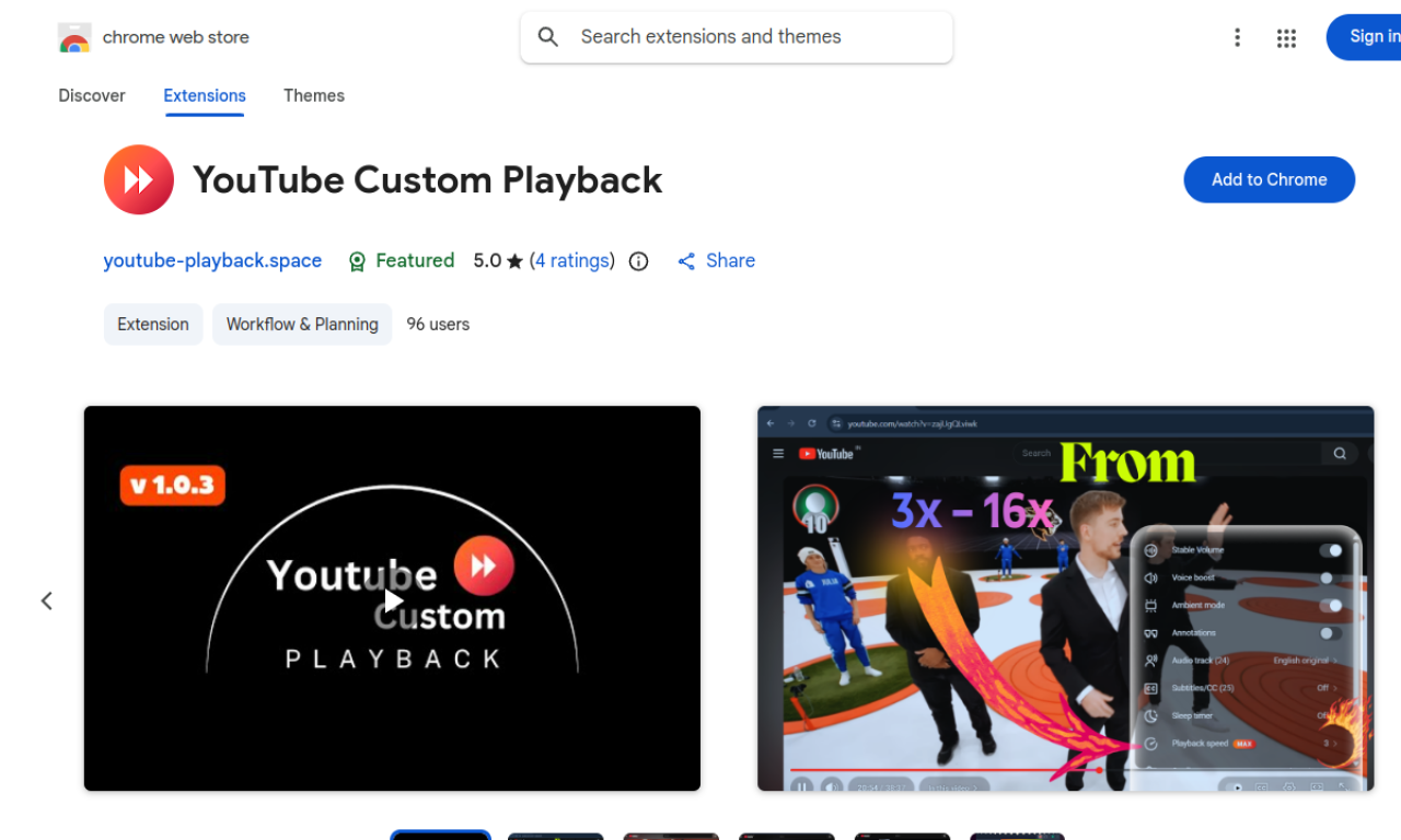 Youtube Custom Playback screenshot