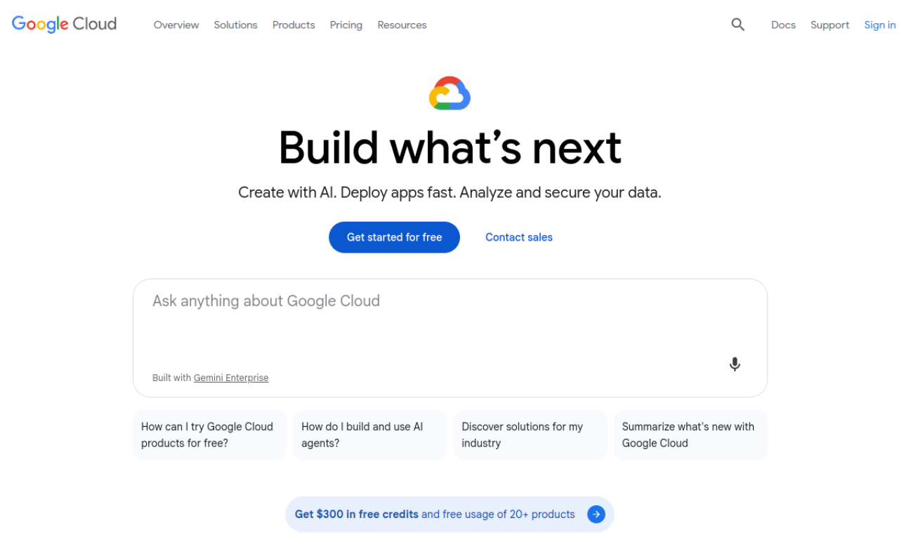 Google Cloud screenshot