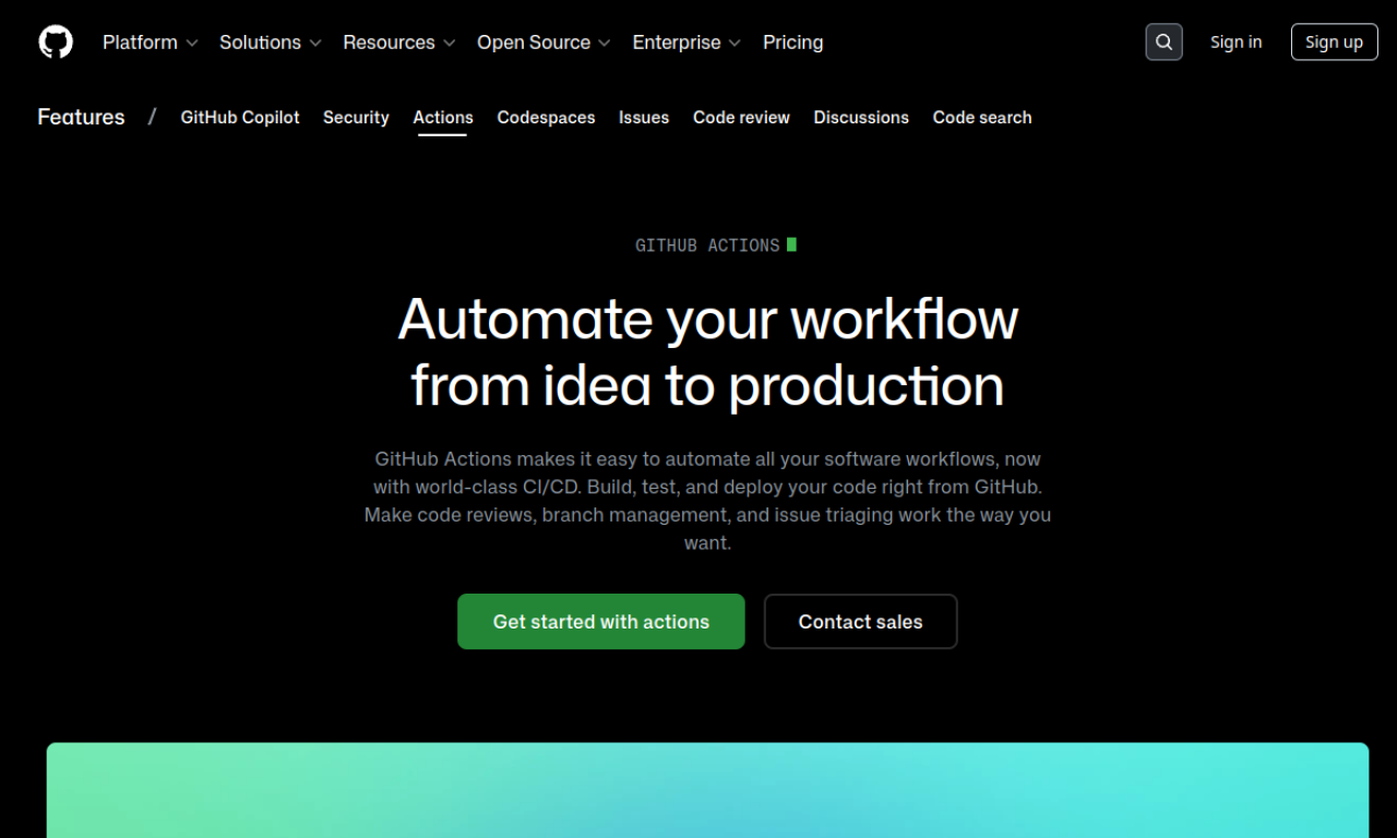 GitHub Actions screenshot