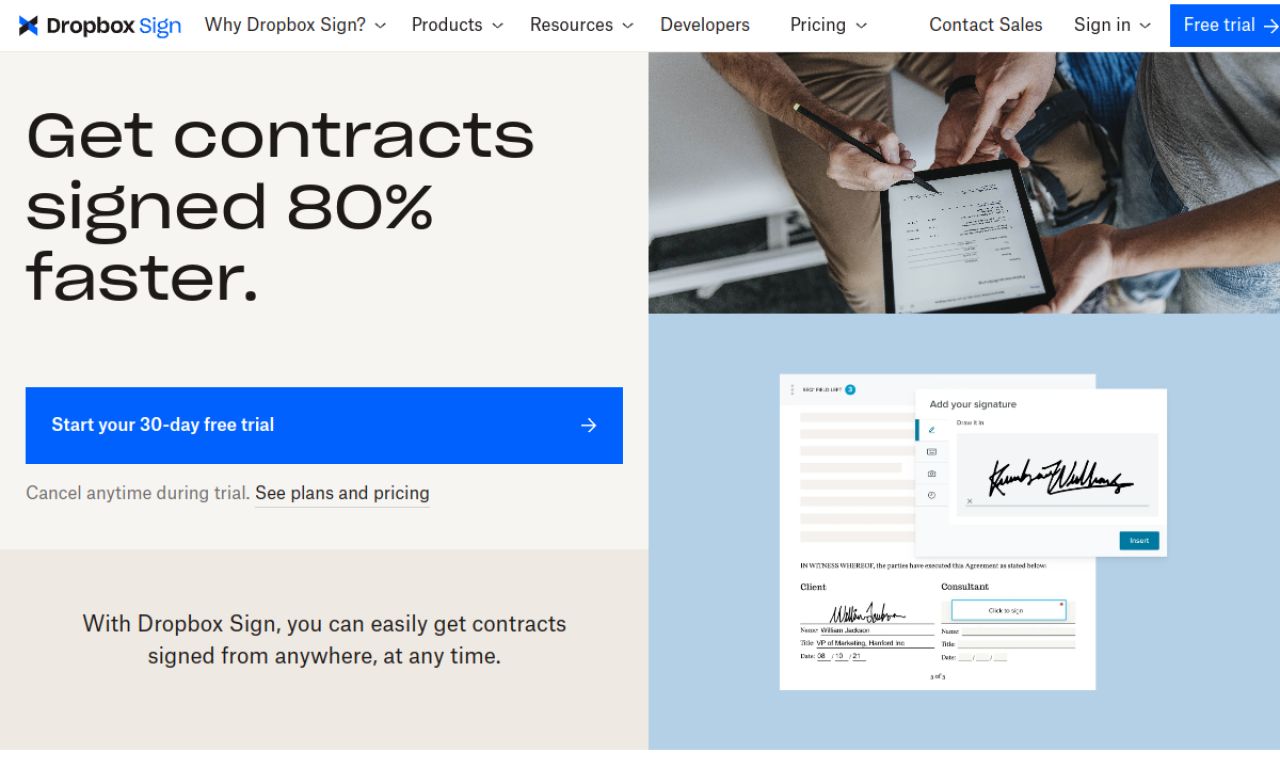 HelloSign screenshot