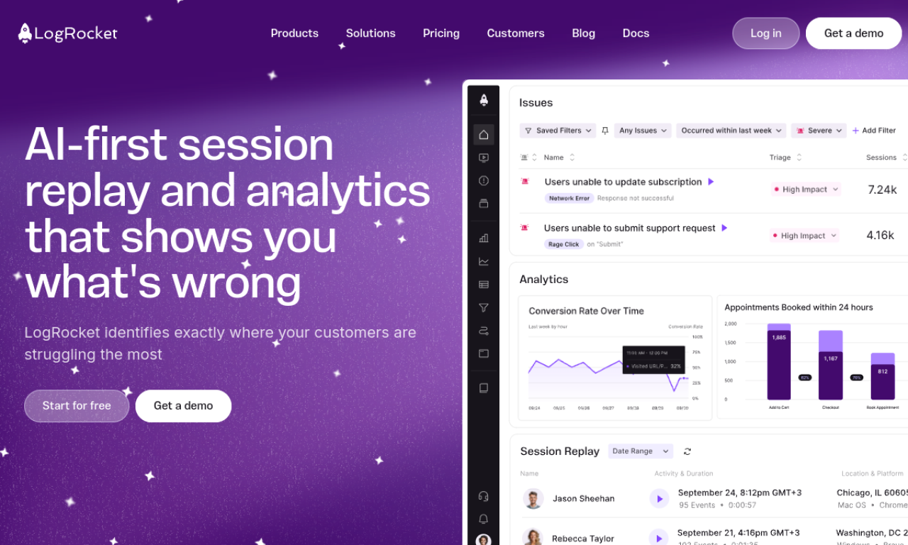 LogRocket screenshot