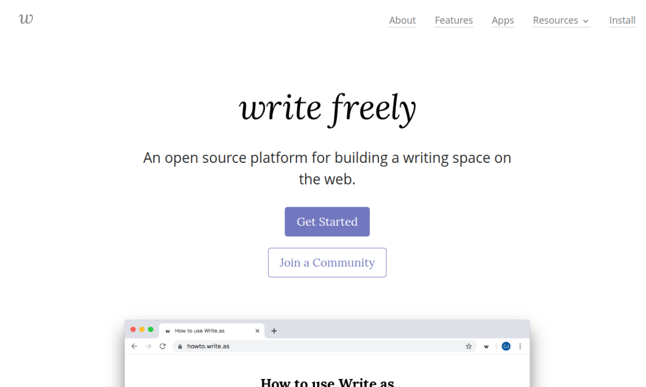 WriteFreely screenshot