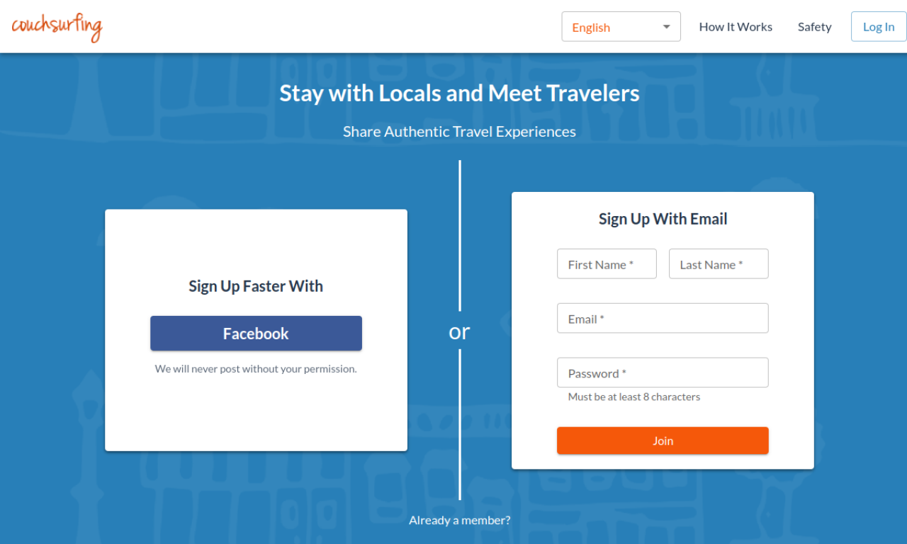 Couchsurfing screenshot