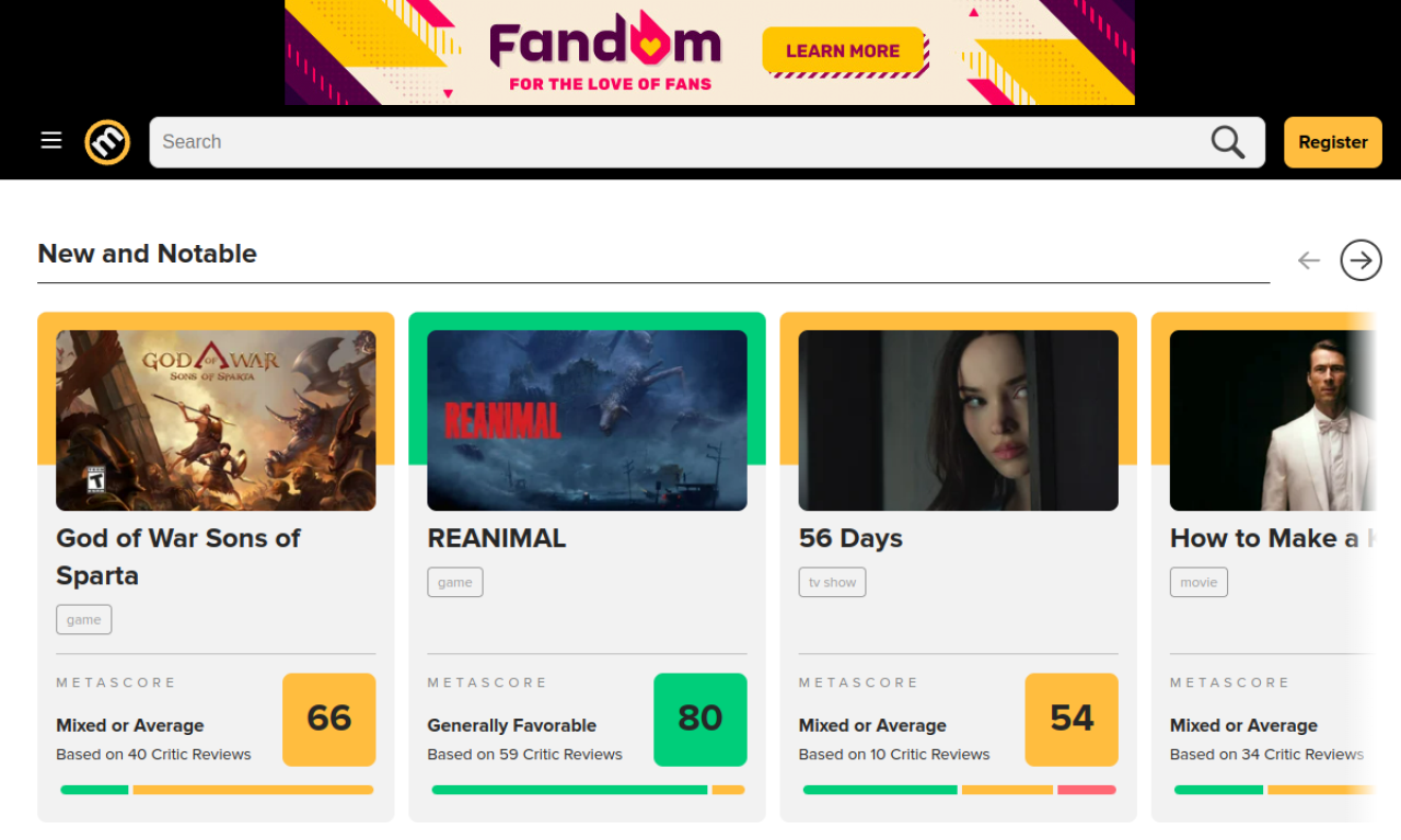 Metacritic screenshot