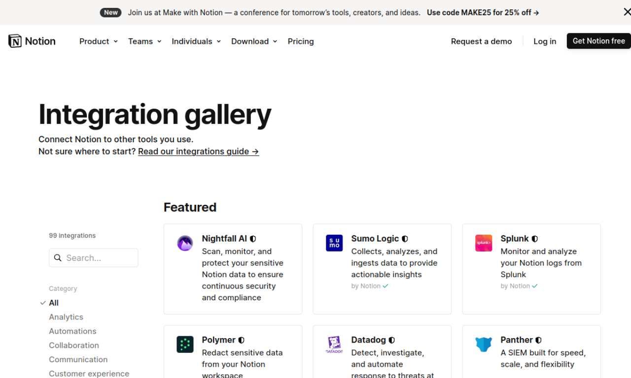 Notion Integration Gallery