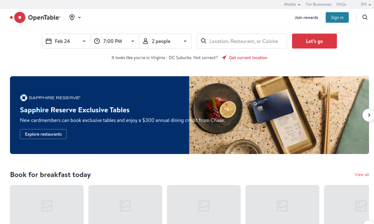 OpenTable screenshot