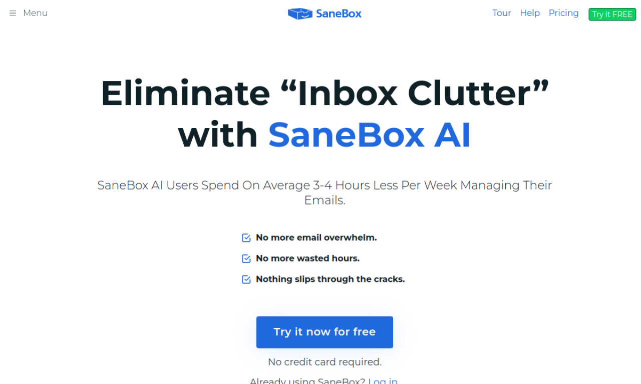 SaneBox screenshot